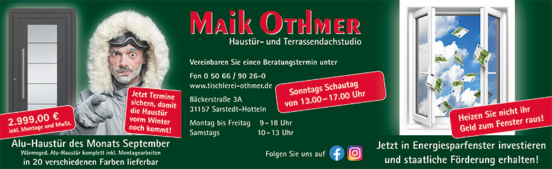 Tischlerei Othmer Werbung September - Haustür